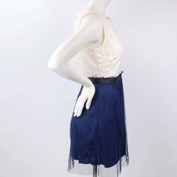 Speechless 11 Juniors 10 Womens Ivory Navy Lace Sleeveless Dress - Picture 5 of 8